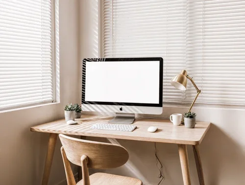 Modern iMac Mockup in Serene Workspace Design