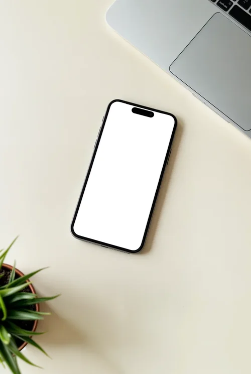 Modern iPhone 16 Pro Max Mockup on Cream Surface