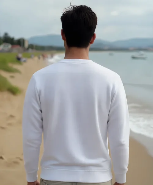 Stylish Sweatshirt Mockup on a Serene Beach Scene