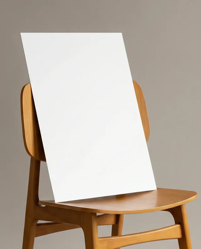 Minimalist Mockup Poster with White Canvas and Chair