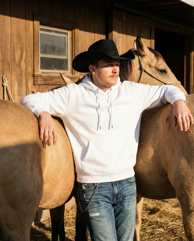 Stylish Hoodie Mockup in Rustic Barn Setting