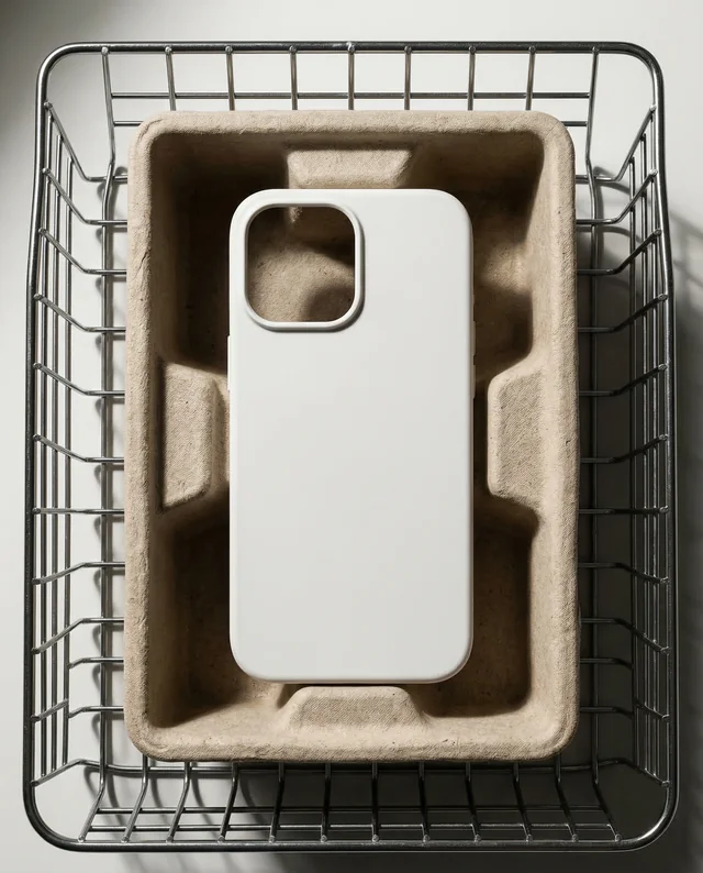 Minimalist Mockup of a Sleek Phone Cover in a Tray