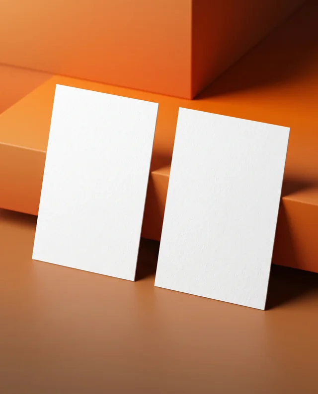 Elegant Business Card Mockup on Warm Geometric Surface