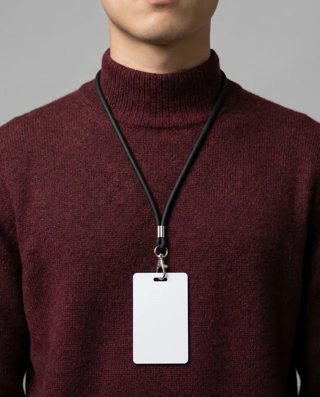 Elegant Mockup of ID Card with Cozy Sweater Background