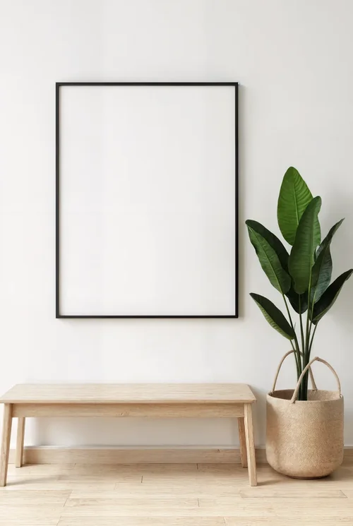 Minimalist Mockup Poster with Black Frame and Soft Colors