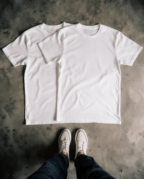 Minimalist T-Shirt Mockup on Concrete Floor