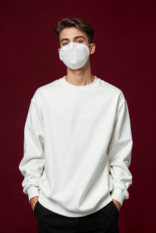 Mockup of a Casual Sweatshirt with Face Mask