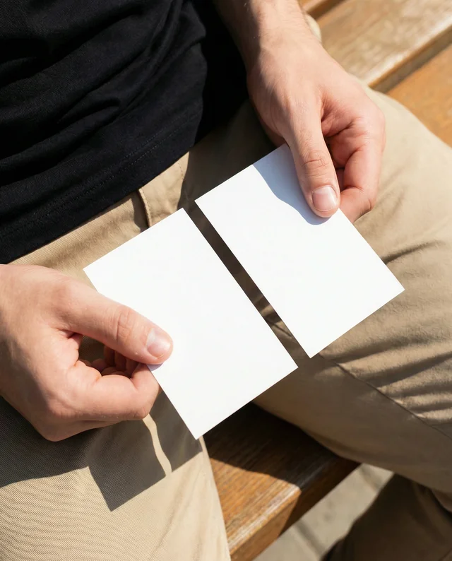 Minimalist Business Card Mockup on a Wooden Bench