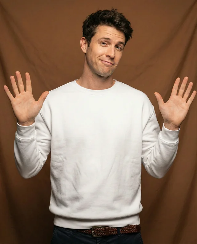 Playful Mockup of a Young Man in a Sweatshirt