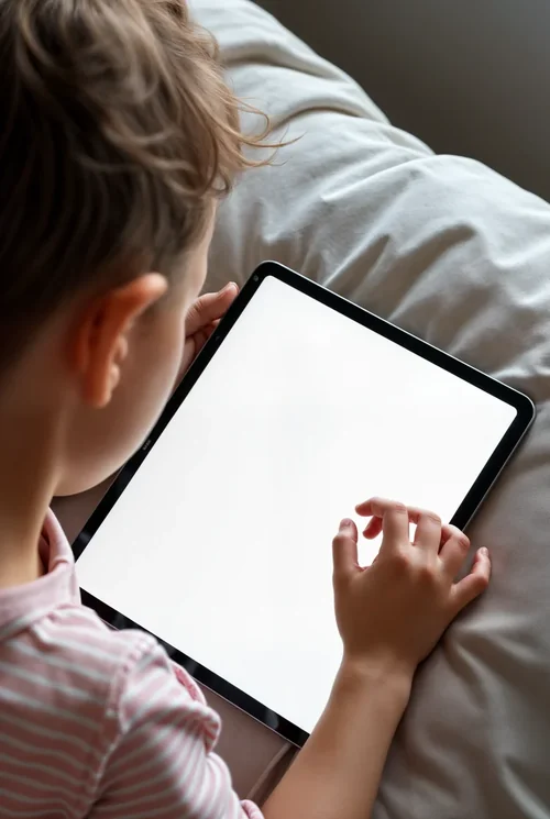 Engaging iPad Mockup: Child Focused on Screen