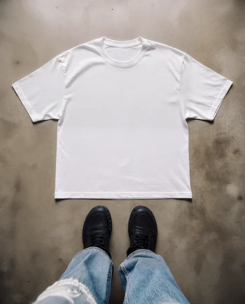 Stylish T-Shirt Mockup on Gray Concrete Surface
