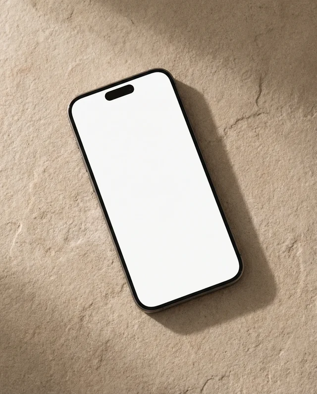 Sleek iPhone Mockup on Textured Neutral Surface