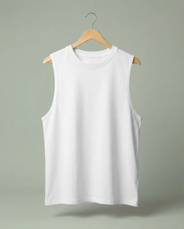 Minimalist Mockup of a White Tank Top on Hanger