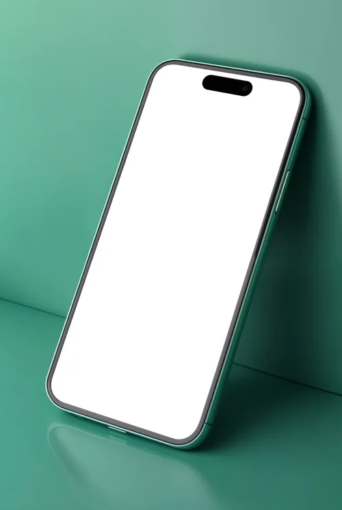 Black iPhone 16 Pro Max Mockup on Emerald Green Surface