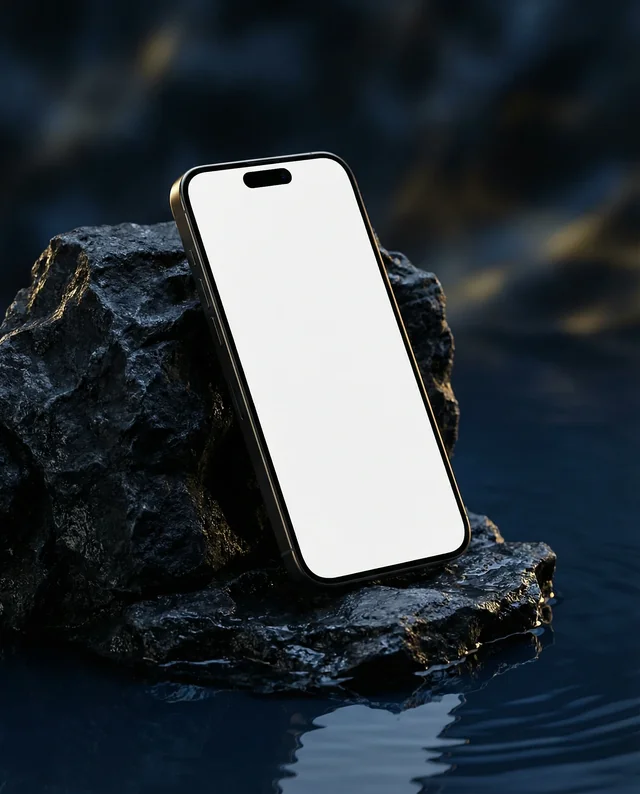 Sleek iPhone Mockup on Textured Rock Formation