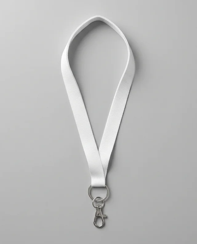 Minimalistic White Lanyard Mockup on Gray Background