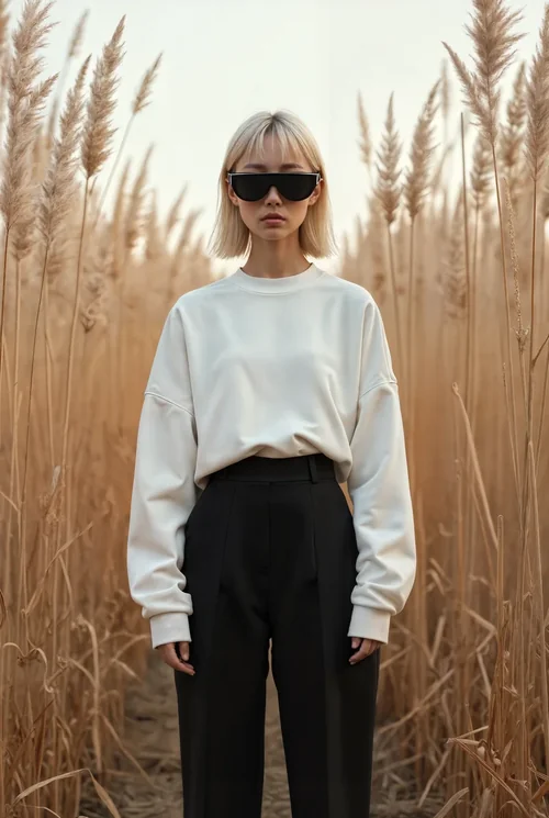 Stylish Mockup of a Young Woman in a Sweatshirt