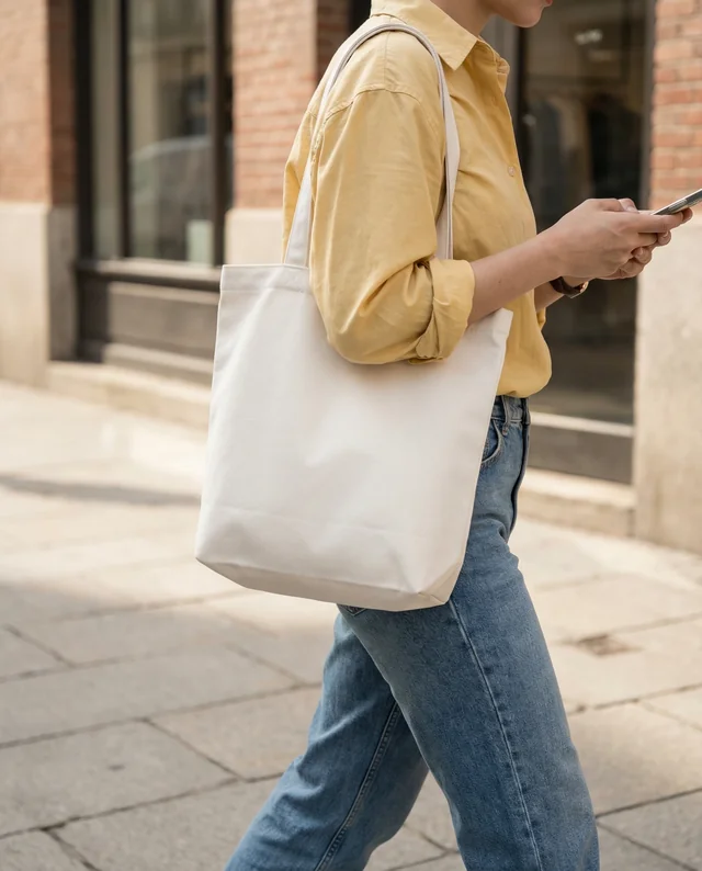 Stylish Mockup of a Tote Bag in Urban Setting