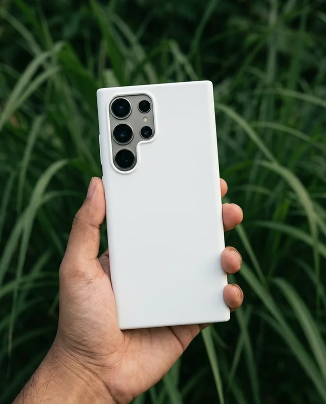 Elegant Phone Cover Mockup with Smartphone in Hand