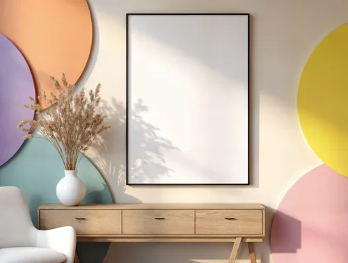 Modern Poster Mockup with Pastel Background and Colors