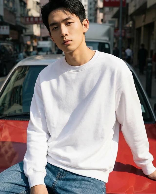 Urban Sweatshirt Mockup of a Confident Young Man