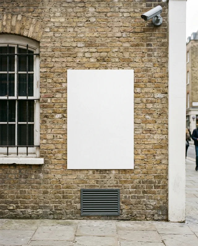 Urban Poster Mockup on Textured Brick Wall Scene