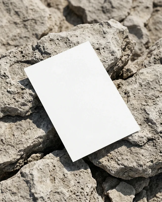 Minimalist Mockup of a Flyer on Textured Gray Rocks