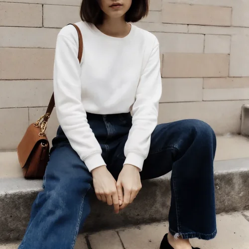 Stylish Sweatshirt Mockup of a Young Woman on a Bench