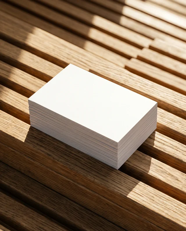 Elegant Business Card Mockup on Warm Wooden Surface