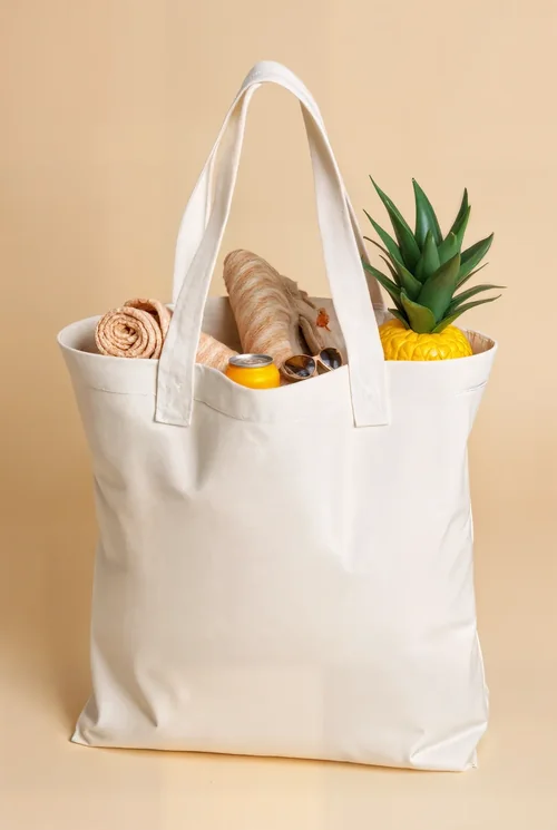 Summer Tote Bag Mockup with Beach Essentials