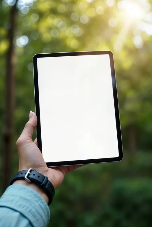 Stylish iPad Mockup in Natural Light - Relaxed Vibes