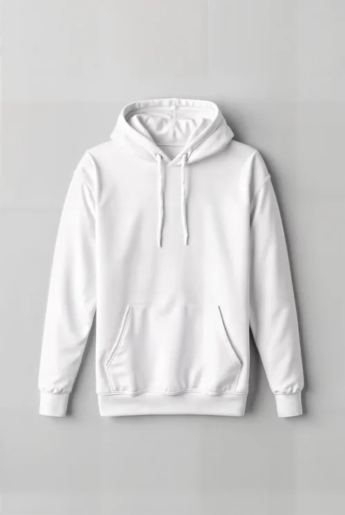White Hoodie Mockup on Soft Light Gray Background