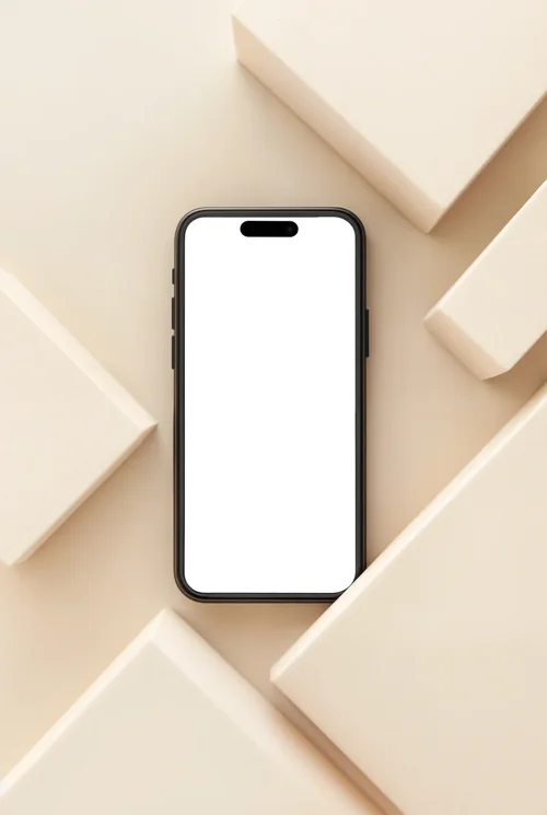 Mockup of Black iPhone 16 Pro Max with Minimalist Design