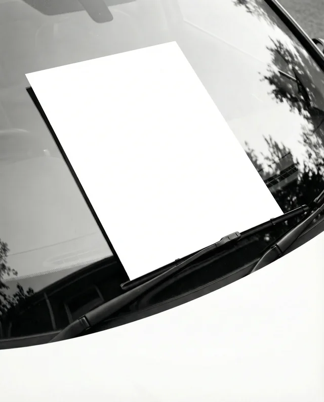 Minimalist Mockup Poster of Car Windshield with Paper