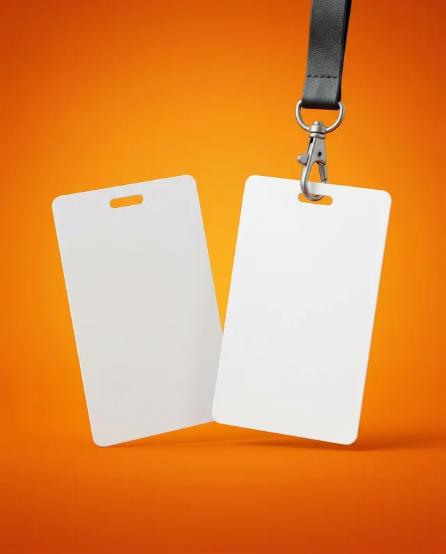 Modern Mockup of Blank ID Cards on Vibrant Orange Background