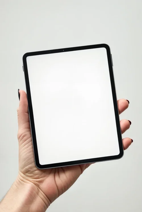 Realistic iPad Mockup: Hand Holding Black iPad Pro