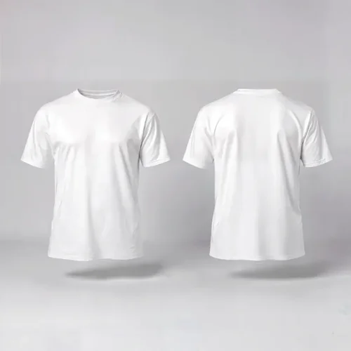 Mockup of White T-Shirt with Soft Gray Background Colors