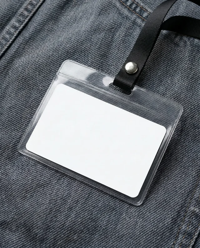 Modern Mockup of a Clear ID Card on Denim Background