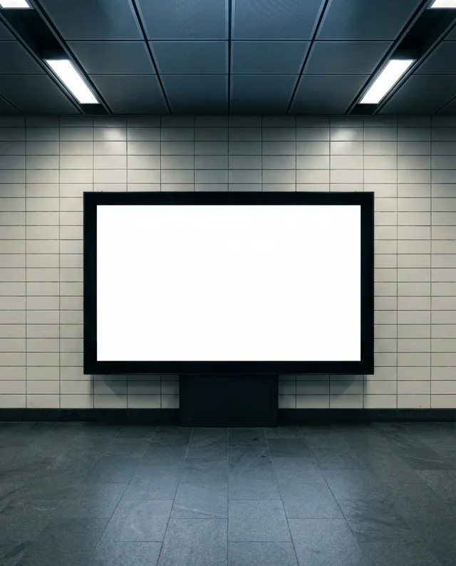 Minimalist Mockup of a Subway Billboard Scene