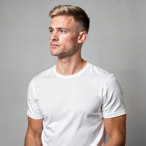 Mockup of T-Shirt Against Soft Gray Background with Colors