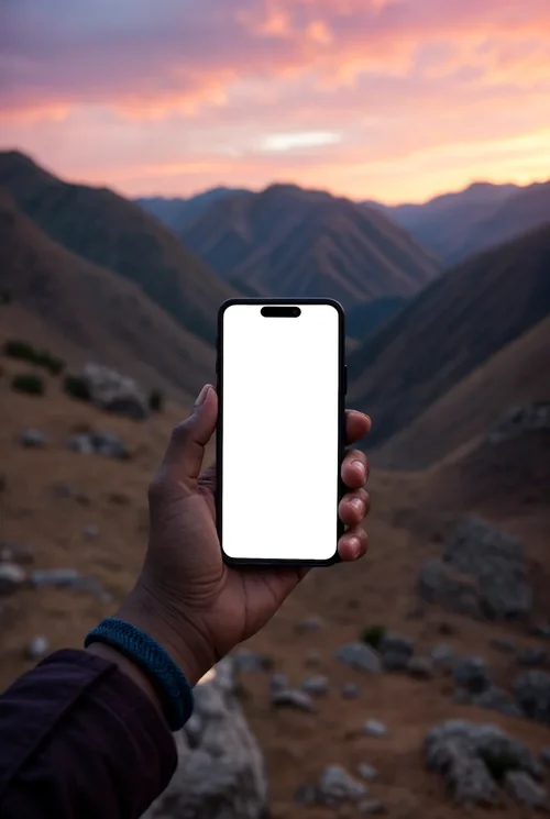 Stunning iPhone Mockup: Capturing Sunset in a Valley