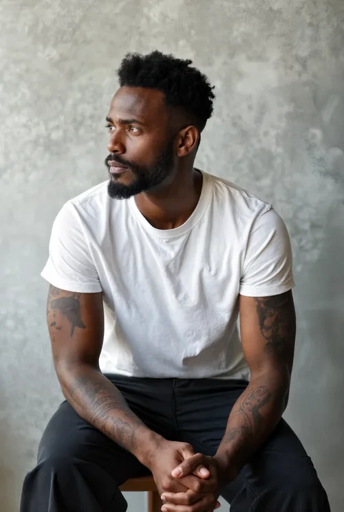 Mockup of T-Shirt Against Textured Gray Background