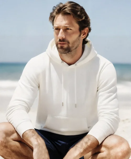 Stylish Hoodie Mockup on a Relaxing Beach Scene