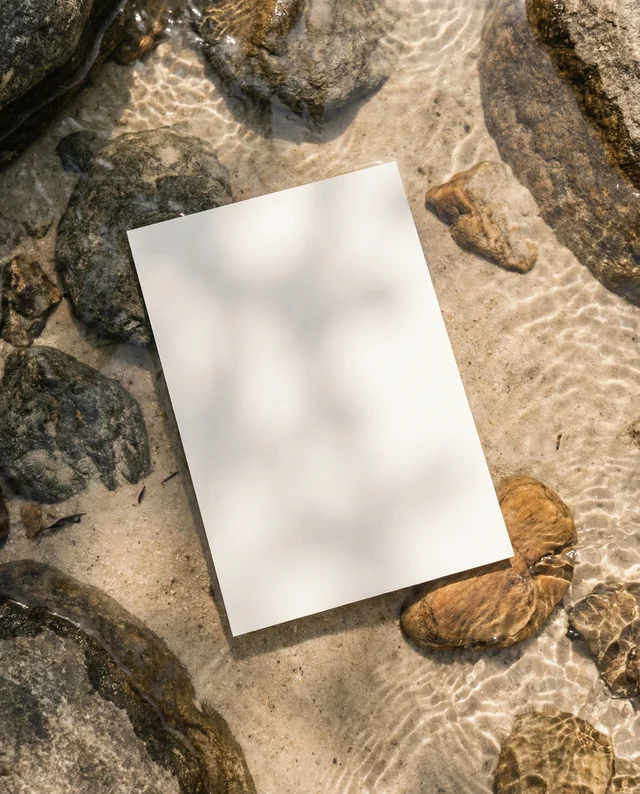 Serene Mockup Poster of Tranquil Riverbed Scene