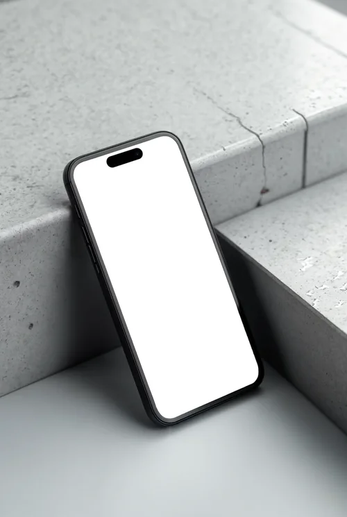 Black iPhone 16 Pro Max Mockup on Gray Surface