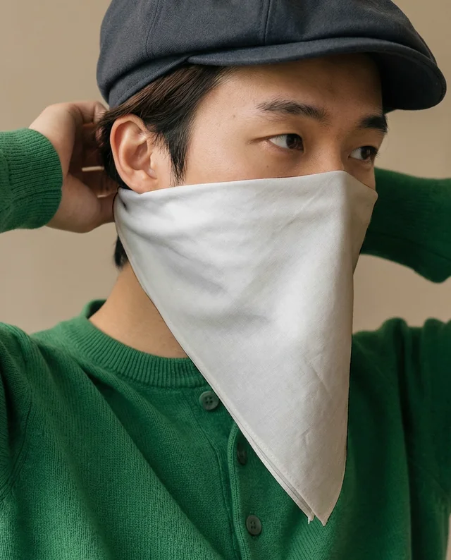 Young Man Adjusting Bandana in Stylish Mockup Image