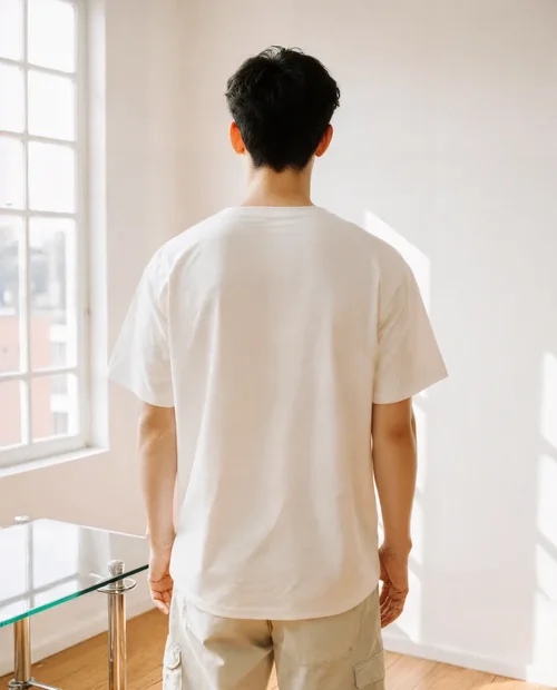 Stylish T-Shirt Mockup in a Bright Minimalistic Room