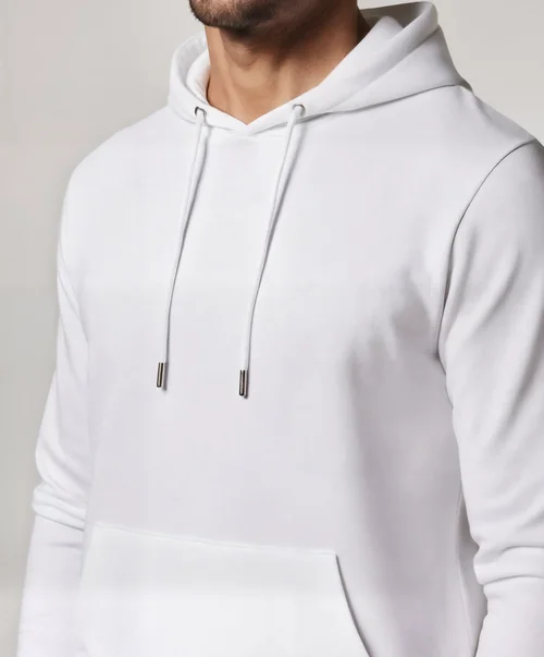 Stylish Mockup of a Fitted White Hoodie for Men