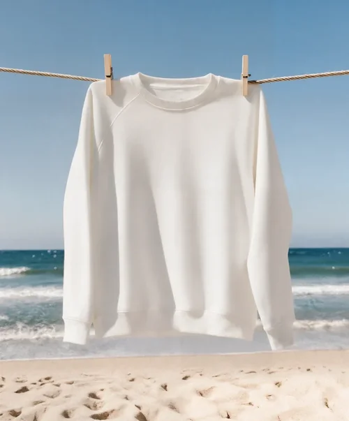 Minimalist Sweatshirt Mockup on a Beach Clothesline