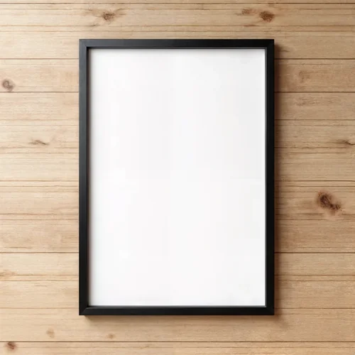 Minimalist Poster Mockup with Warm Wooden Background Colors